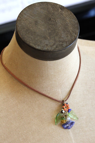 Vintage Charm Glass Bouquet Necklace