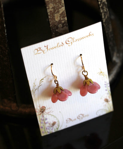 Pink Weigela Glass Flower Earrings
