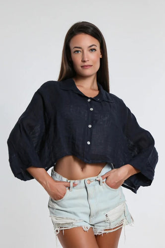 Deona Gauze Linen Crop Top