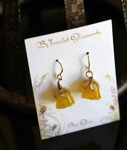Yellow Bells Glass Flower Earrings