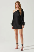 Feather Trim Off Shoulder Mini Dress