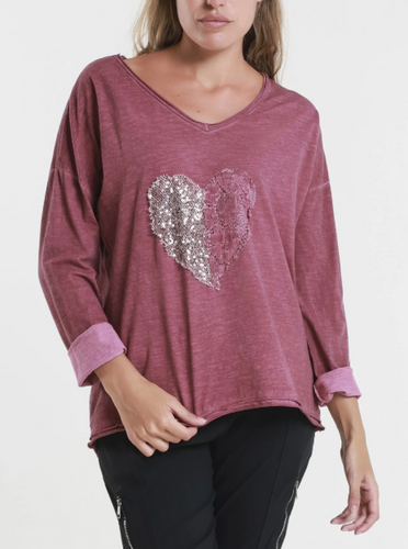 Tees By Tina - Heart Sequin Top