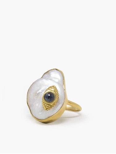 The Eye Blue Sapphire & Pearl Ring