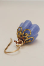 Lavender Blue Bell Glass Flower Earrings