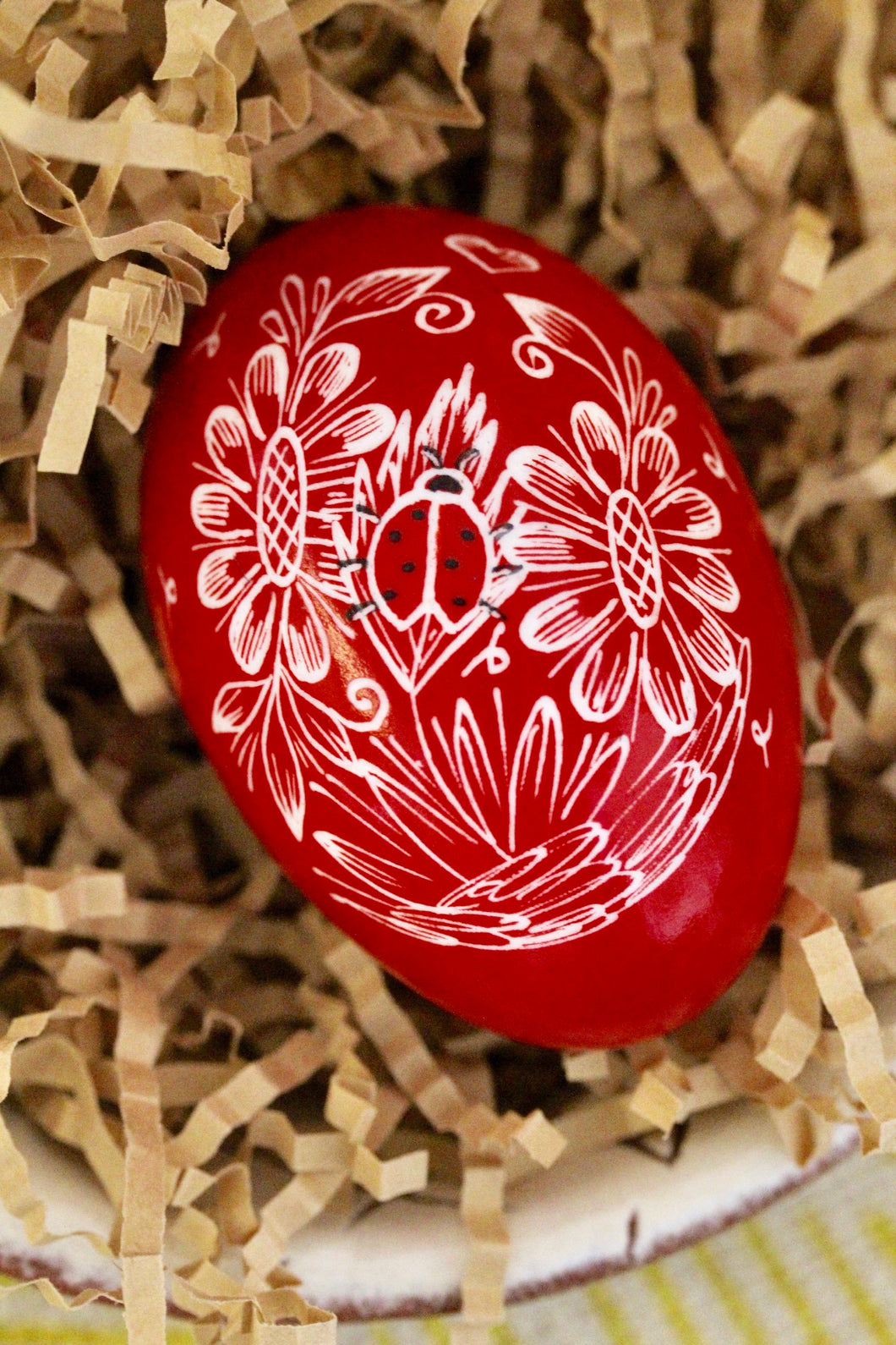 Red Ladybug Egg Ornament