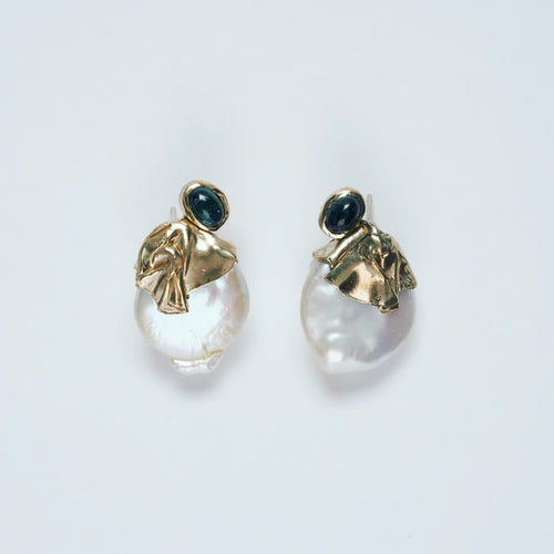 Keshi Pearl & Tourmaline Earrings