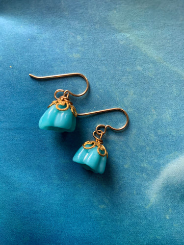 Blue Bell Glass Flower Earrings